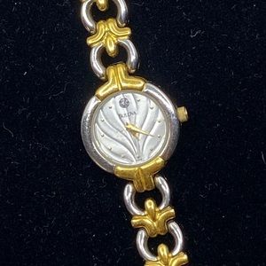 Bulova Mother of Pearl Diamond Quartz Watch gold and silver tone